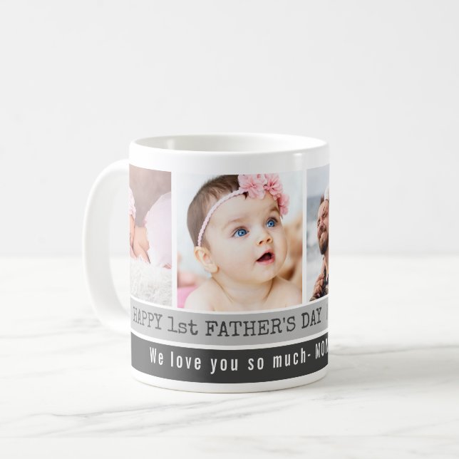 First Father's Day Best Dad Ever 4 Photo Collage Coffee Mug (Front Left)