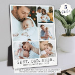 First Fathers Day BEST DAD EVER Photo Collage Plaque<br><div class="desc">Create a commemorative photo keepsake 8x10 display for Dad utilising this easy-to-upload photo collage template with 5 pictures and your custom text. The sample suggests the title BEST. DAD. EVER. and FIRST FATHER'S DAY and year in a charcoal grey classic type font against an editable white background colour. All text...</div>