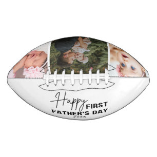 First Father's Day Black And White 3 Photo Football