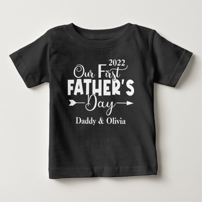 First Father's Day Black Baby T-Shirt (Front)