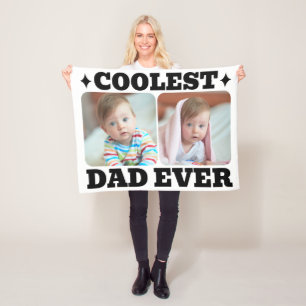 First Fathers Day Coolest Dad Ever Baby Photo Cool Fleece Blanket
