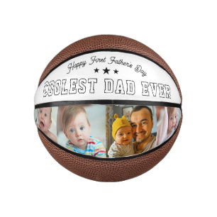 First Fathers Day Coolest Dad Ever Baby Photo Cool Mini Basketball