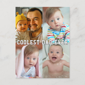 First Fathers Day Coolest Dad Ever Baby Photo Cool Postcard