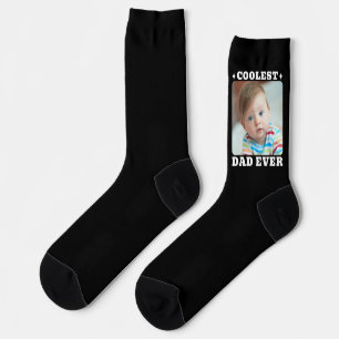 First Fathers Day Coolest Dad Ever Baby Photo Cool Socks