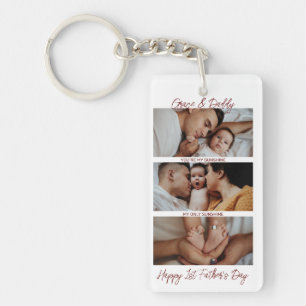 First Father's Day Custom Photo Collage New Daddy Key Ring