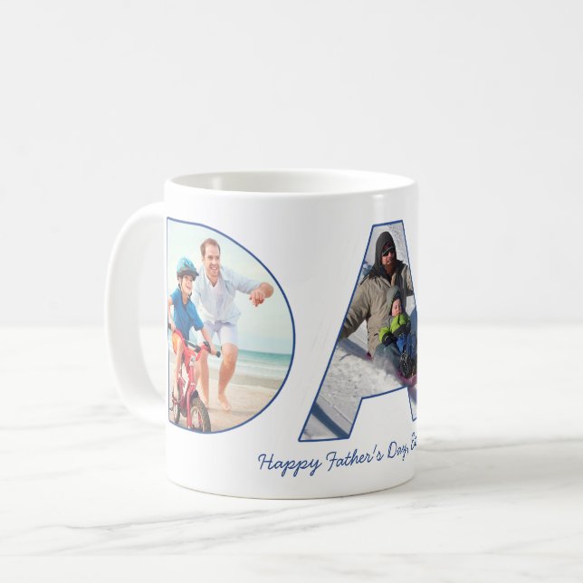 First Father's Day DAD Photo Cutout Letters Coffee Mug (Front Left)