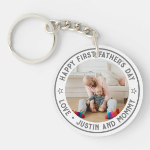 First Father's Day Dad Son Daughter Custom Photo Key Ring