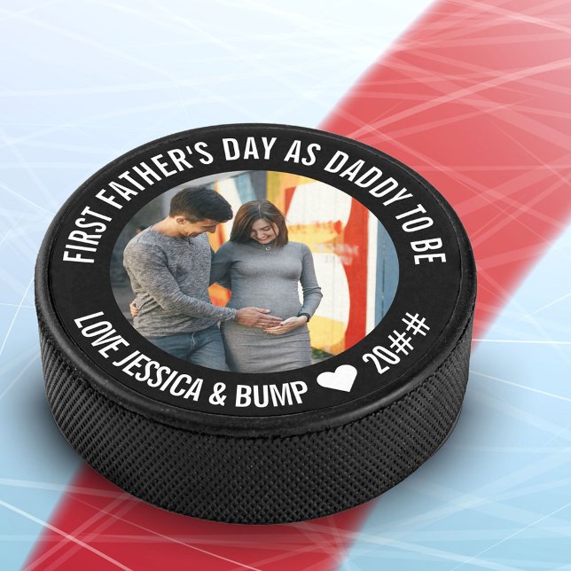 First Father's Day Daddy to Be Personalised Photo Hockey Puck (Creator Uploaded)