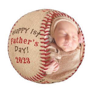 First Father's Day Faux Leather with 2 Photo frame Baseball