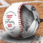 First Fathers Day Gift Photo Baseball<br><div class="desc">Dad baseball gift featuring the text "first fathers day",  2 cute sayings that can be personalised,  and the year. Plus 2 family photos for you to customise with your own to make this an extra special dad gift.</div>