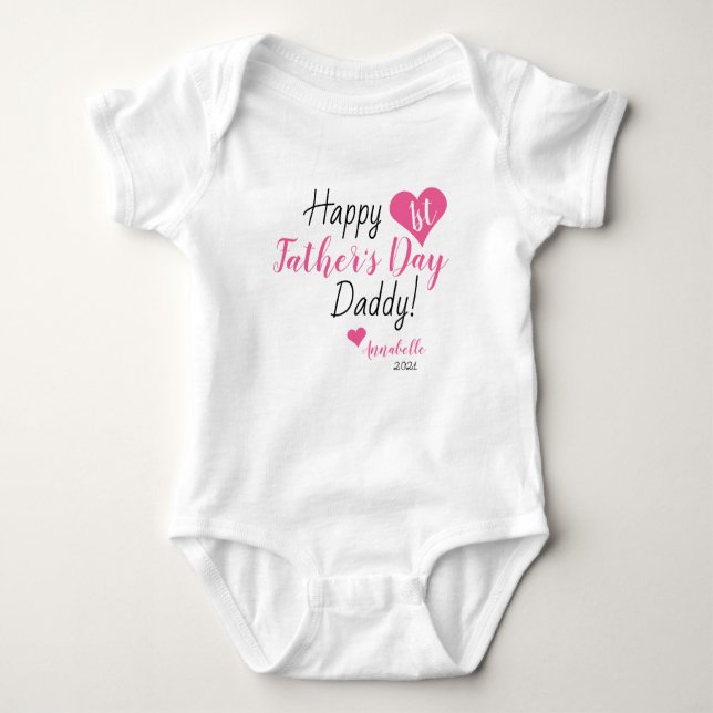First Father's Day Gift Pink Baby Girl Daughter Baby Bodysuit (Front)
