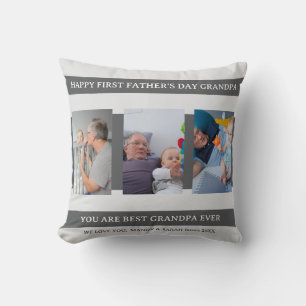 First Fathers Day Grandpa Custom Photos & Message  Cushion