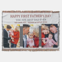 First Fathers Day Grey 3 Photos & Custom Message 