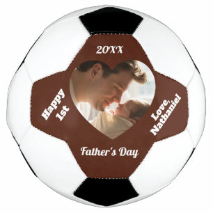 First Father's Day Heart Framed Soccer Football Ball