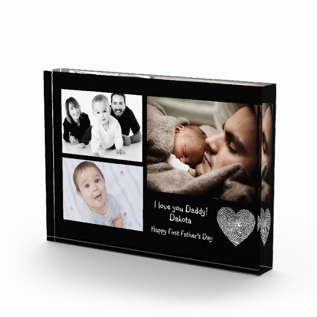 First Father's Day Love You Daddy Modern Simple Photo Block (Right)