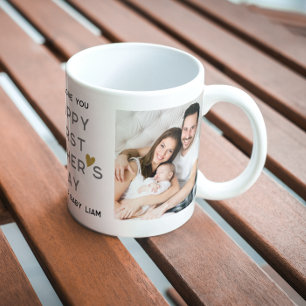 First Father's Day New Dad Baby 2 Photo Collage  Coffee Mug