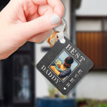 First Fathers Day new dad photo Key Ring<br><div class="desc">Best daddy ever Happy First Father's Day bold white typography on dark grey charcoal rustic chalkboard new dad personalised double sided keychain with your photo,  text,  and signature.</div>