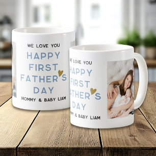 First Father's Day New Daddy Baby 2 Photo Collage  Coffee Mug