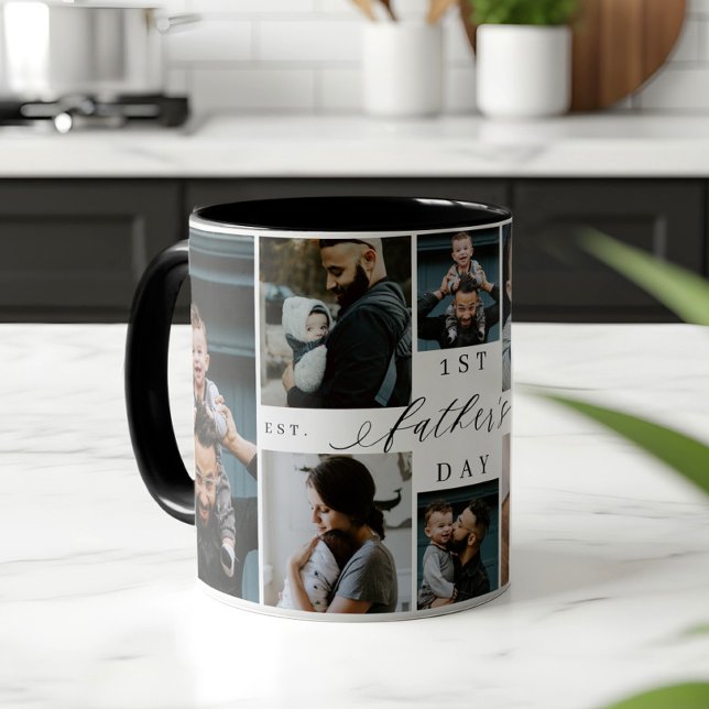 First Father's Day Personalised 8 Photo Collage Mug (First Father's Day Personalized 8 Photo Collage Mug)