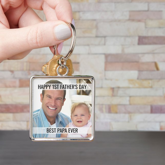 First Fathers Day Photo Best Papa Ever Keychain (Creator Uploaded)