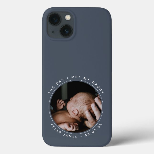 First Father's Day Photo  Blue Case-Mate iPhone Case (Back)