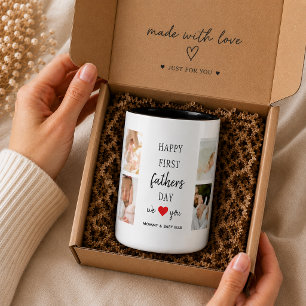 First Father's Day Photo Collage Dad Coffee Mug