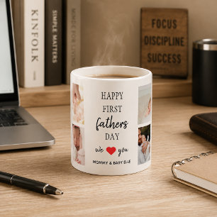First Father's Day Photo Collage Dad Coffee Mug