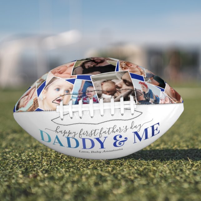 First Father's Day Photo Collage Keepsake Football (Creator Uploaded)