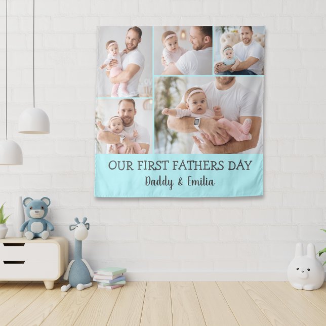 First Fathers day Photo Collage  Wall Tapestry (Creator Uploaded)