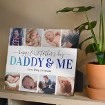 First Father's Day Photo Daddy & Me Plaque<br><div class="desc">Elegant first fathers day picture plaque featuring the cute saying "daddy & me" in a blue gradient font,  6 photos for you to replace with your own,  and the childs name.</div>