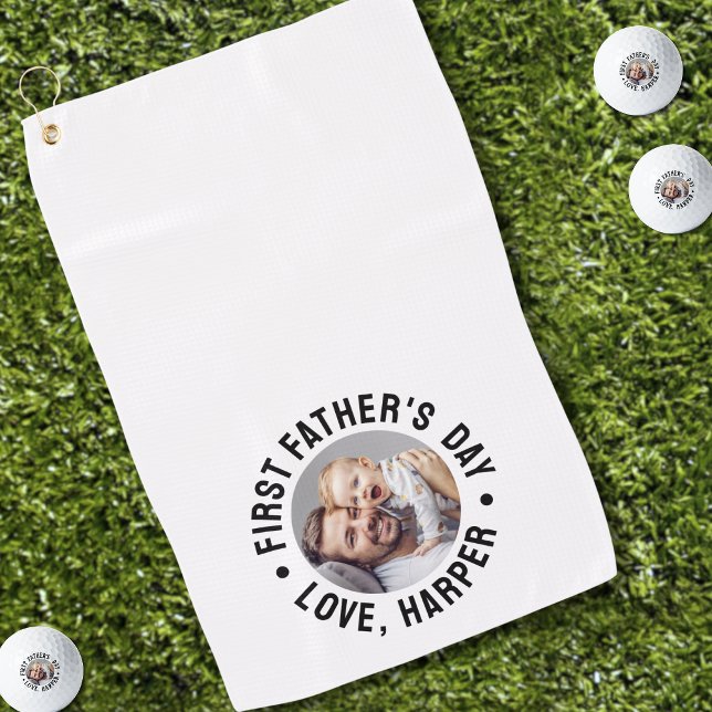First Father's Day Photo Golf Towel (First Father's Day Photo Golf Towel )