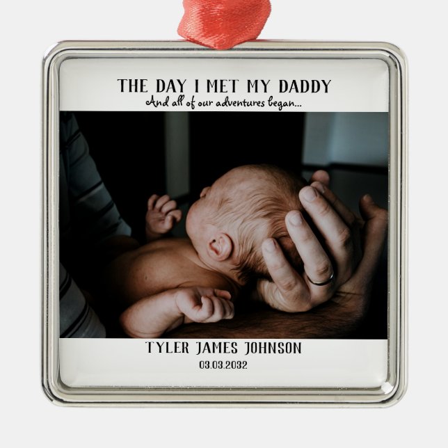 First Father's Day Photo Metal Ornament (Front)