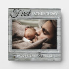 First Father's Day Photo Rustic Gray Wood