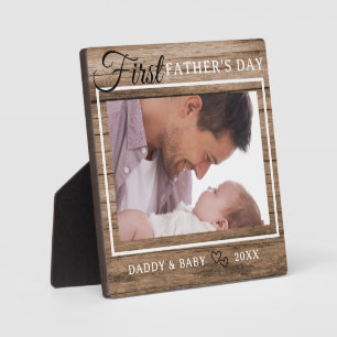First Father's Day Picture Frame Rustic Wood