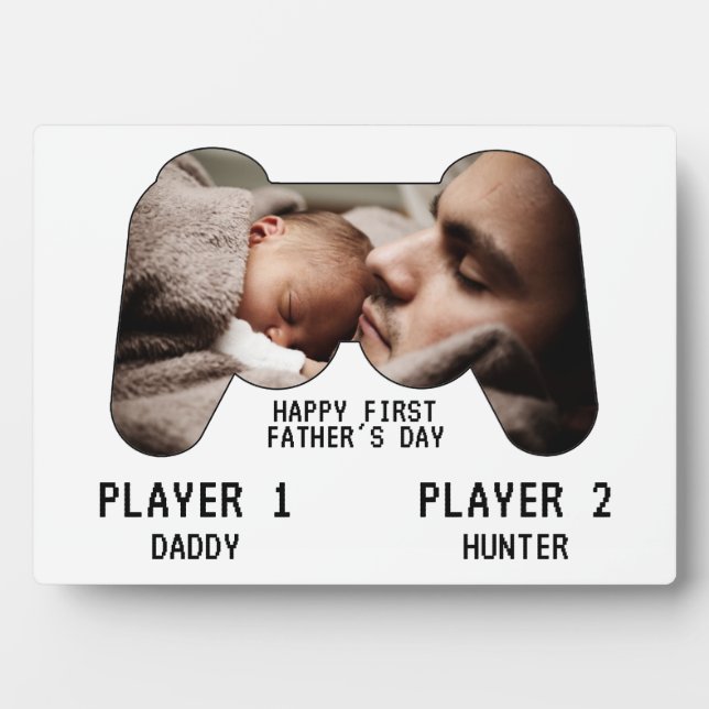 First Father's Day Video Game Player Photo Plaque (Front)