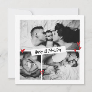 First Father's Day Vintage B&W Baby Photo Collage Holiday Card