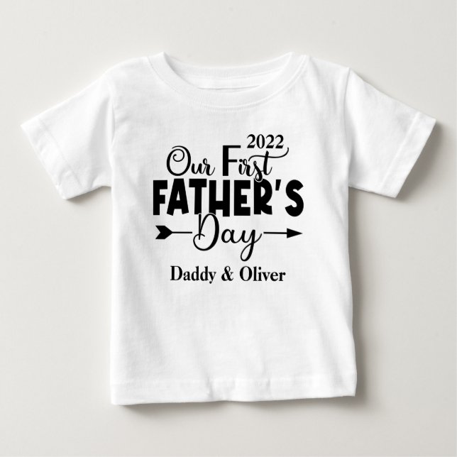First Father's Day White Baby T-Shirt (Front)