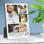 First Fathers Day WORLDS BEST DAD Photo Collage Plaque<br><div class="desc">Create a commemorative keepsake photo collage display of 5 photos with an editable title (sample suggests WORLD'S BEST DAD) and a second and third line of text for your custom personal message (the sample suggests FIRST FATHER'S DAY . YEAR and names) in a charcoal grey classic type font. PHOTO TIP:...</div>