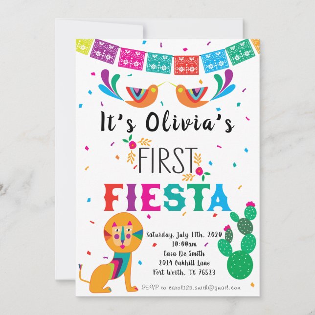 First Fiesta Birthday Invitation (Front)