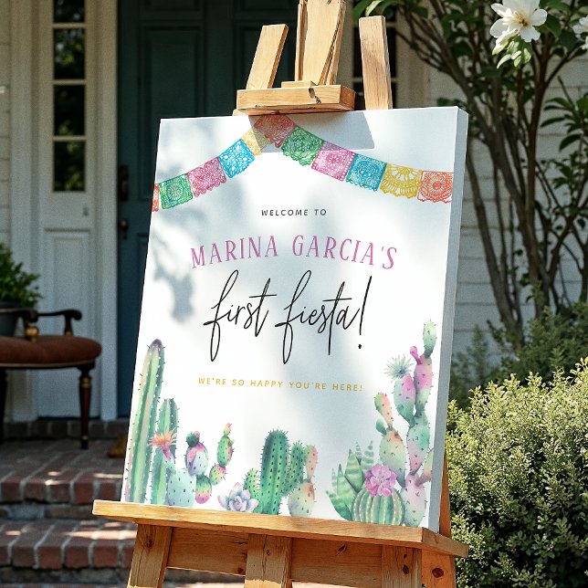 First Fiesta Cactus Girl Birthday Poster (Creator Uploaded)