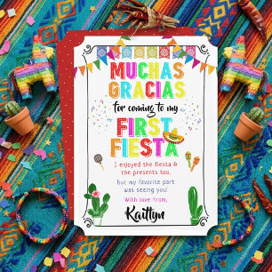 First Fiesta Colourful Mexican 1st Birthday Party Thank You Card