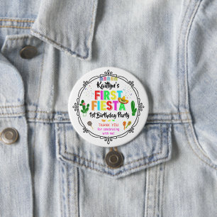 First Fiesta Mexican 1st Birthday Party Favour 7.5 Cm Round Badge