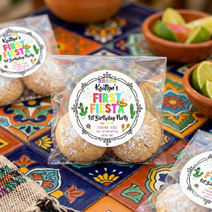 First Fiesta Mexican 1st Birthday Party Favour Classic Round Sticker