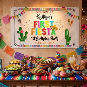 First Fiesta Mexican 1st Birthday Party Welcome Banner