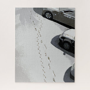 First footprints on new snow jigsaw puzzle