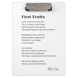 First Fruits Inspirational poetry wall art poster Clipboard