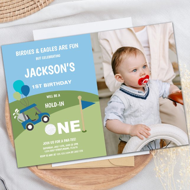 First Golf Birthday Invitations with photo (First Golf Birthday Invitations with photo)