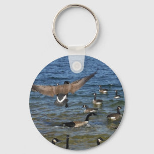 First goose to fly, geese on Lake Arrowhead Key Ring