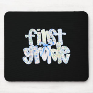 First Grade 1st Grade Coquette Bow Back To School Mouse Pad