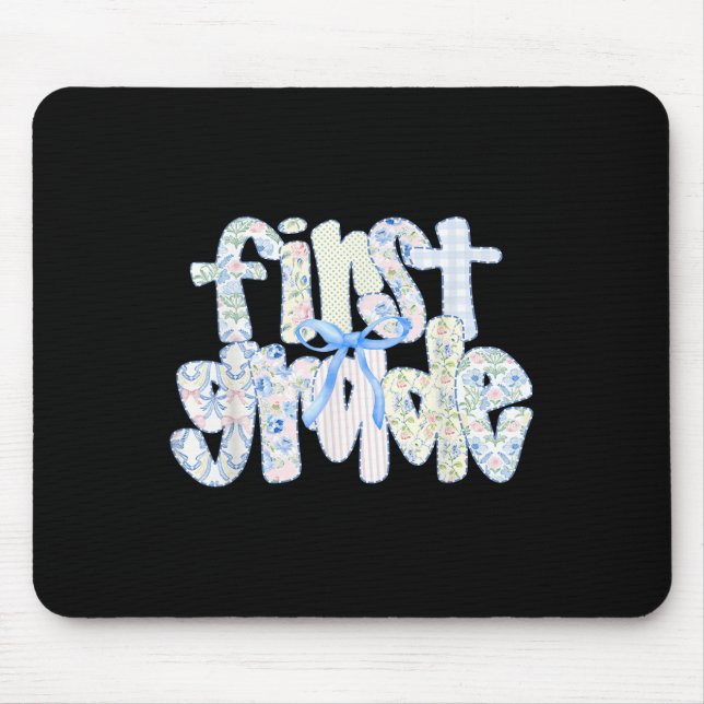 First Grade 1st Grade Coquette Bow Back To School  Mouse Pad (Front)